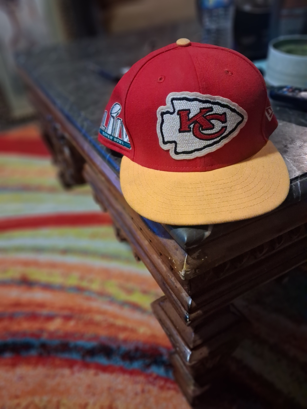 New Era Kansas City Chiefs Red and Yellow Snapback Hat Size 7.5